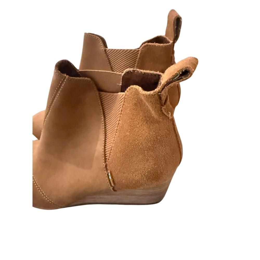 Toms Kelsey Brown Suede Leather Wedge Heel Fall Ankle Booties Women’s Size 9.5 - Picture 8 of 12